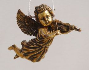 Engel Putte mit Geige gold