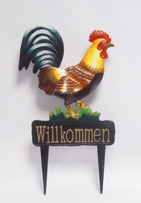 Hahn "Willkommen" Zaun
