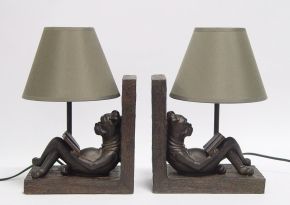 Paar Buchstützen Lampen "Dogs"