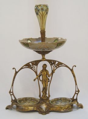 Porzellan Etagere mit Bronze