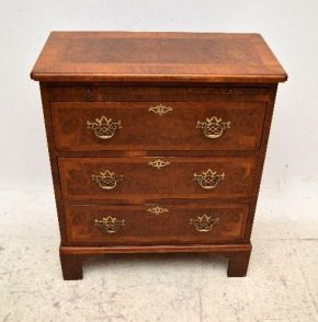 Small Antique Burr Walnut Bachelor's Chest of Drawers