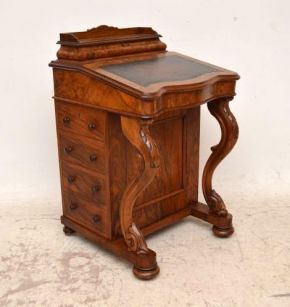 Antique Victorian Burr Walnut Davenport Desk