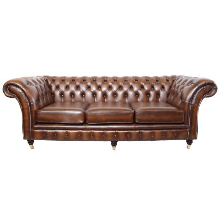 "Fort William" original Chesterfield Sofa englisches Ledersofa 3-Sitzer