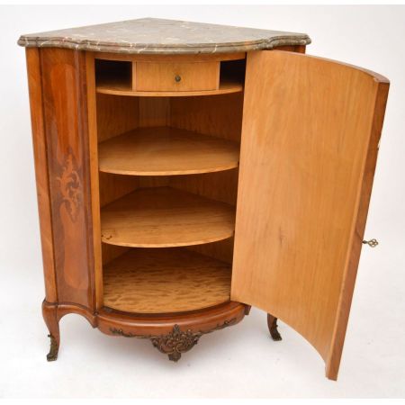 Antiker Intarsien Marmor Eckregal