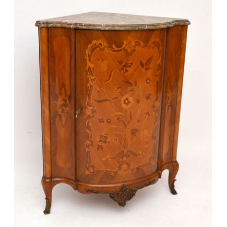 Antiker Intarsien Marmor Eckregal