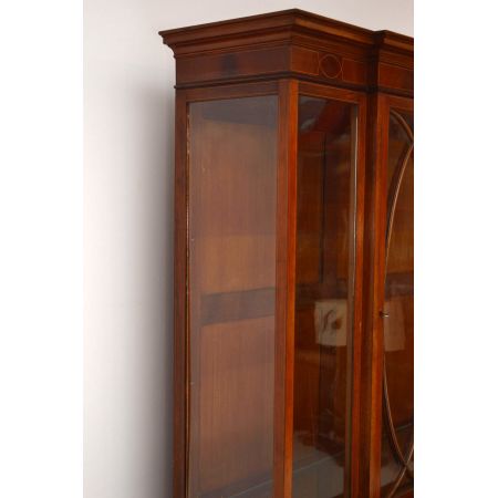 Antike Edwardian Intarsien Mahagoni Vitrine