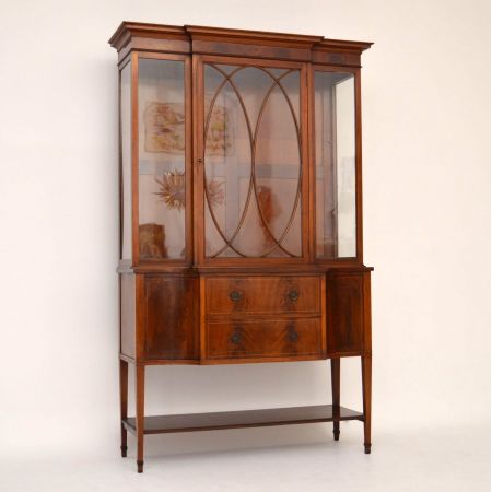 Antike Edwardian Intarsien Mahagoni Vitrine