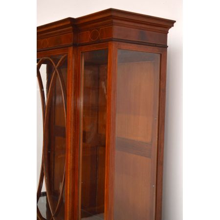 Antike Edwardian Intarsien Mahagoni Vitrine