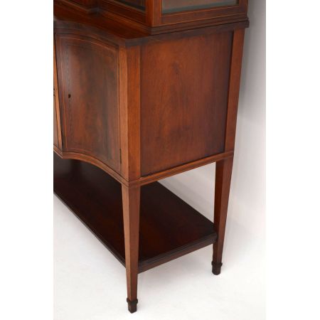 Antike Edwardian Intarsien Mahagoni Vitrine