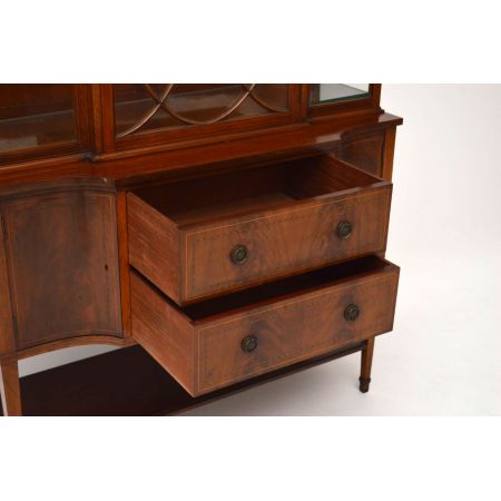 Antike Edwardian Intarsien Mahagoni Vitrine