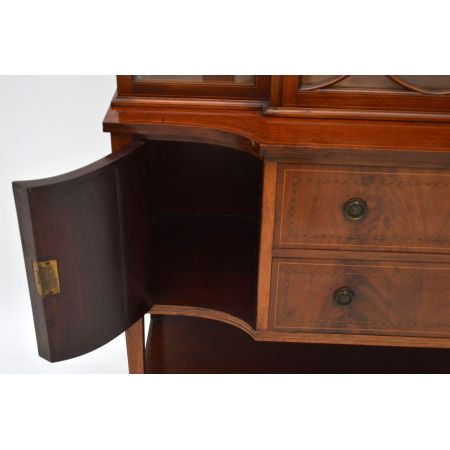 Antike Edwardian Intarsien Mahagoni Vitrine