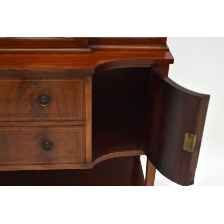 Antike Edwardian Intarsien Mahagoni Vitrine