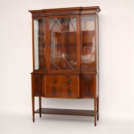 Antike Edwardian Intarsien Mahagoni Vitrine