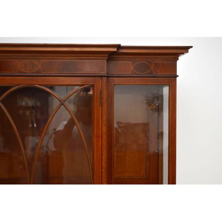 Antike Edwardian Intarsien Mahagoni Vitrine