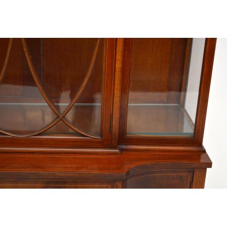 Antike Edwardian Intarsien Mahagoni Vitrine