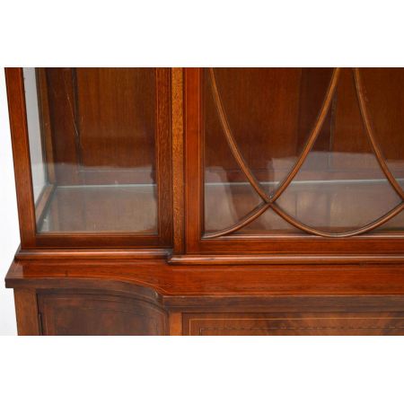 Antike Edwardian Intarsien Mahagoni Vitrine