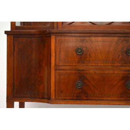 Antike Edwardian Intarsien Mahagoni Vitrine