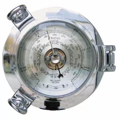 Maritim by Morris Barometer im Bullauge, verchromt Ø: 14cm