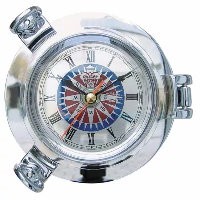 Maritim by Morris Bullaugen-Uhr mit Windrosenzifferblatt, verchromt Ø: 14cm