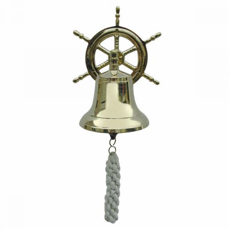 Maritim by Morris Glocke mit Steuerradwandhalterung, Messing, Ø: 12cm