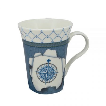 Maritim by Morris Tasse/Kaffeebecher - Windrose, Porzellan, H: 11cm, Ø:8,5/6cm, in Geschenkbox