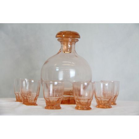 6er Set Karaffe und Gläser, bernstein