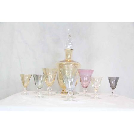 11er Set Karaffe und Gläser bunt