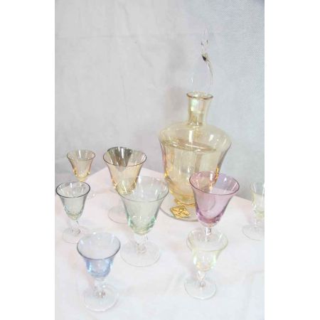 11er Set Karaffe und Gläser bunt