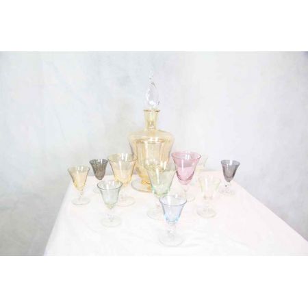 11er Set Karaffe und Gläser bunt