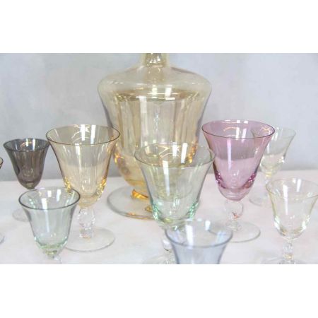 11er Set Karaffe und Gläser bunt