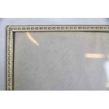 Bilderrahmen Gold, weiss, rundes Glas