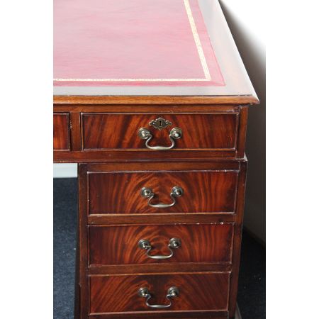 Mahagoni Schreibtisch England Prägeleder Pedastal Desk