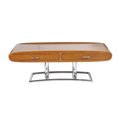 Sofatisch mit Schubladen & dekorativen Edelstahlleisten