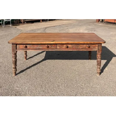 Antiker viktorianischer Pine Farmhouse Küchentisch