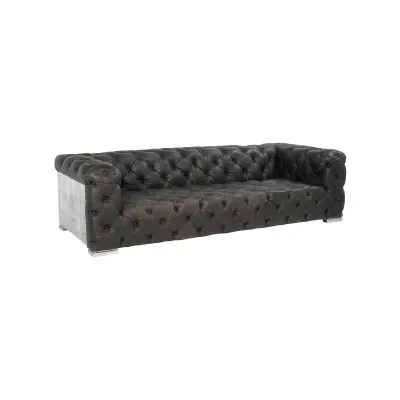 „Aero Black CF“ – 4 Sitzer Sofa aus schwarzem Leder im Industrial Style