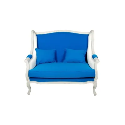 Fanzösisches Sofa in Weiß & Blau