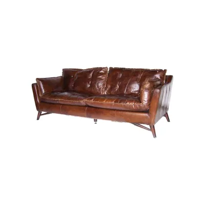 "Canape Scandi" – Sofa im skandinavischen Design aus braunem Echtleder