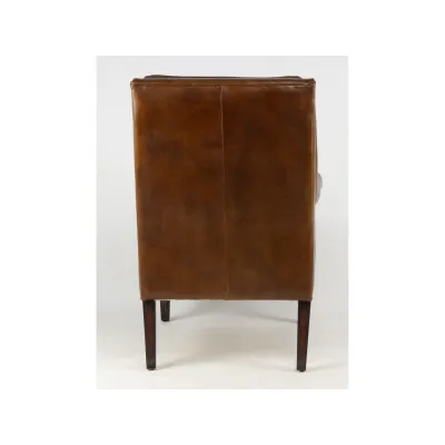 Brauner Ledersessel aus Mahagoni 