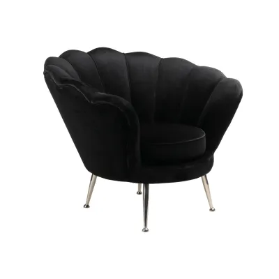 Samtsessel Schwarz im floralen Design – Französischer Sessel mit eleganter Form