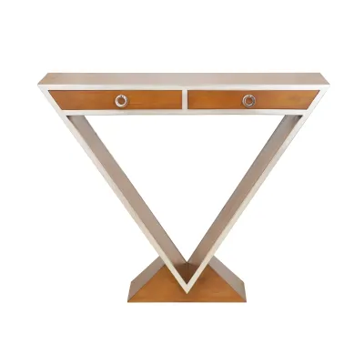 Massiv-Holz Konsolentisch mit Geometrischem Design