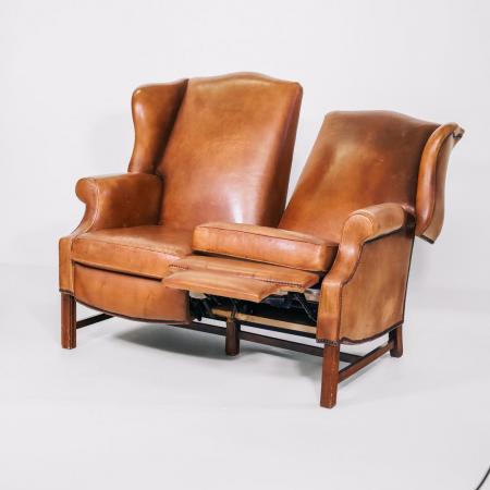 True Vintage Chesterfield Queen Anne 2-Sitzer Sofa Vintage Leder Couch