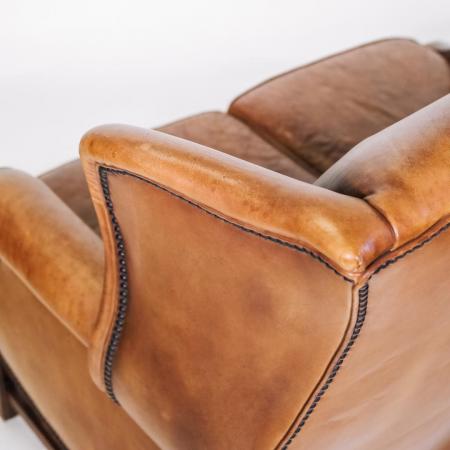 True Vintage Chesterfield Queen Anne 2-Sitzer Sofa Vintage Leder Couch