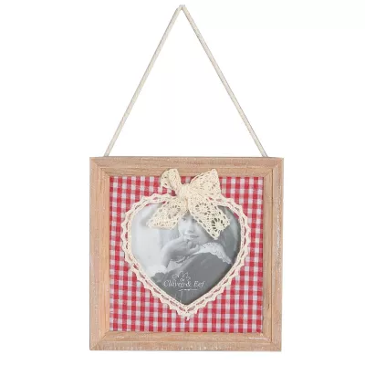 Clayre & Eef Bilderrahmen rot kariert 15*15cm