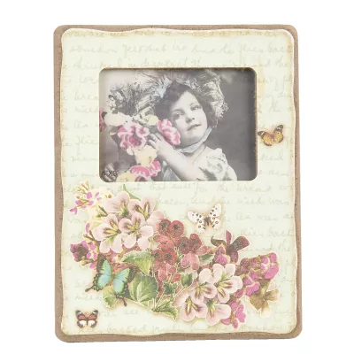 Clayre & Eef Bilderrahmen Tafel mit Blumen 14*18cm