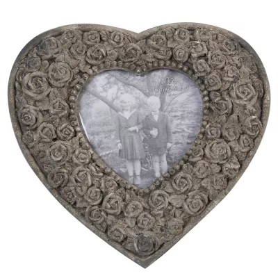 Clayre & Eef Bilderrahmen Herz mit Rosen-Ornamenten 10,5*10cm