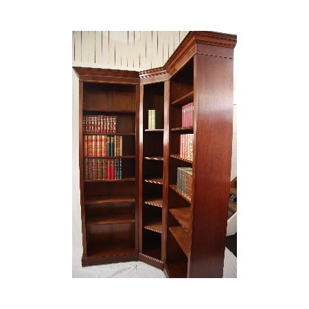 "Eckbücherschrank Anfertigung" in Mahagoni - ebenfalls in Eibe erhältlich