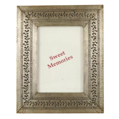 Clayre & Eef Fotorahmen  Silber mit Blumen 13*18 cm