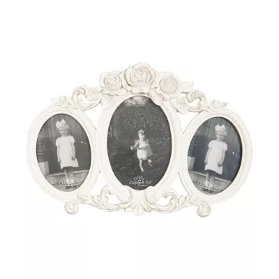 Clayre & Eef Fotorahmen für drei Fotos Bildausschnitt oval weiß ca. 33 x 22 (2 x 9 x 12 / 1 x 10 x 15) cm