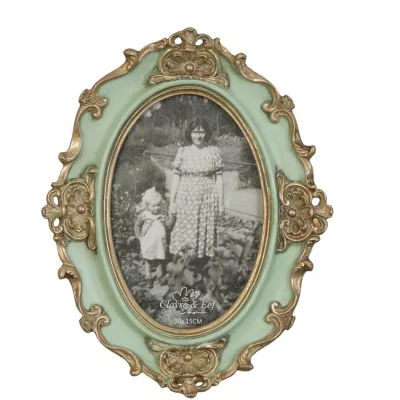 Bilderrahmen Fotorahmen oval grünlich ca. 10 x 15 cm