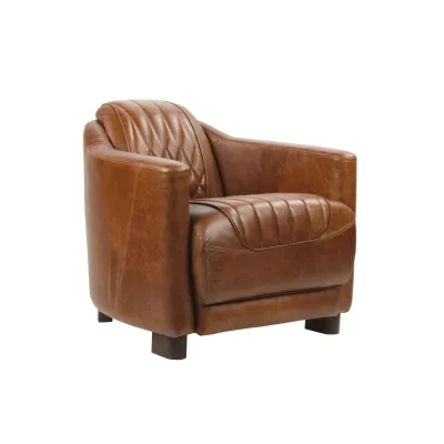 Französischer Clubsessel "Le Prestige" – Ledersessel Echtleder Braun im Retro Stil